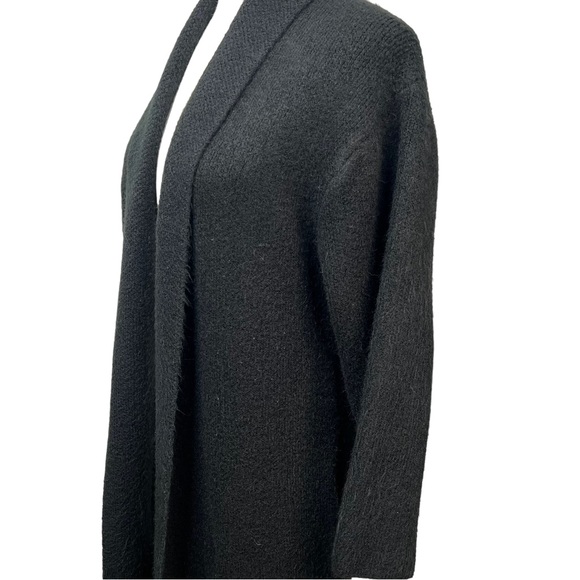 Look by M Black Long Wool-Blend Open Front Cardigan Sweater One Size - Picture 6 of 10